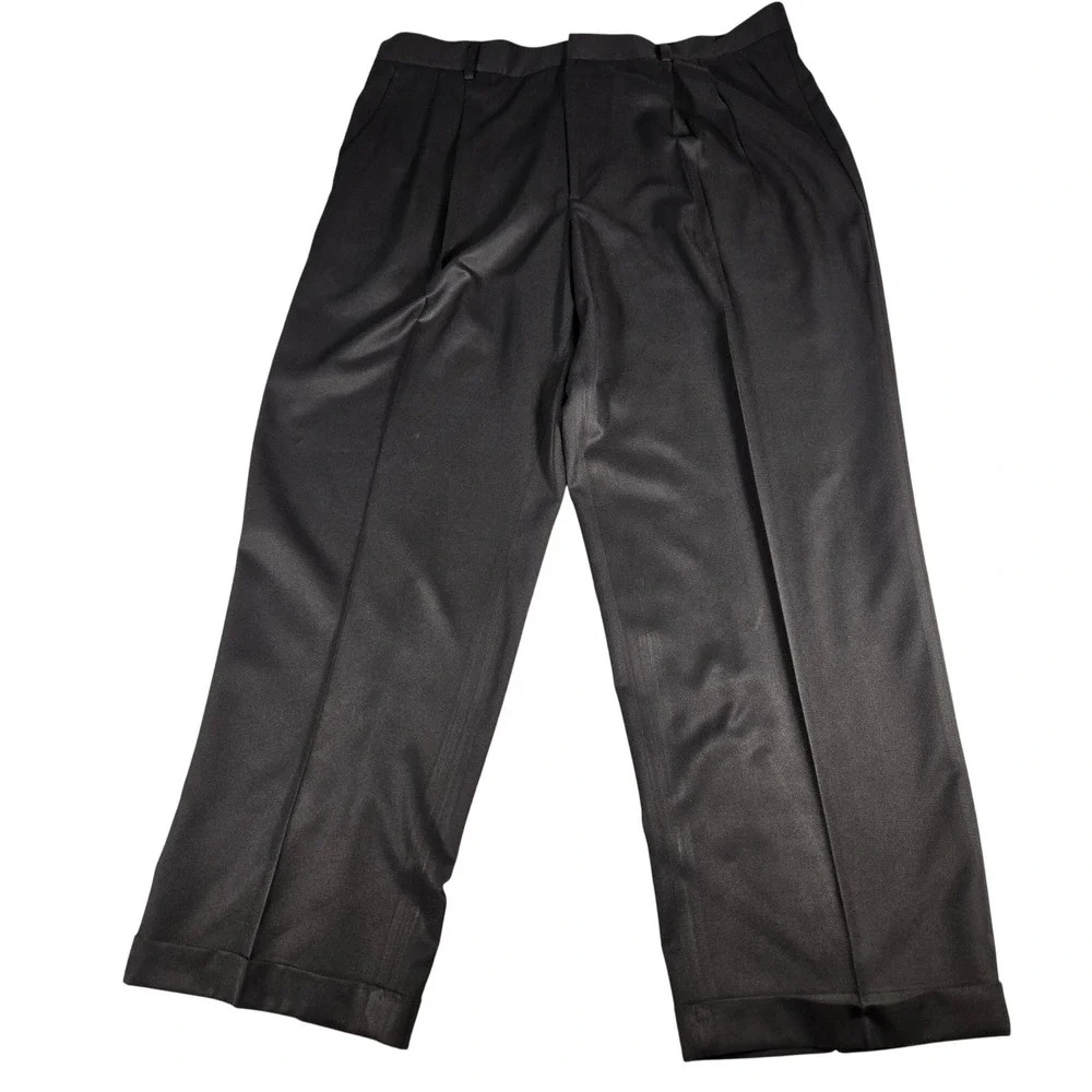 Greg Norman Mens Black Golf Pants Performance Flat Front Shark Logo 40x30